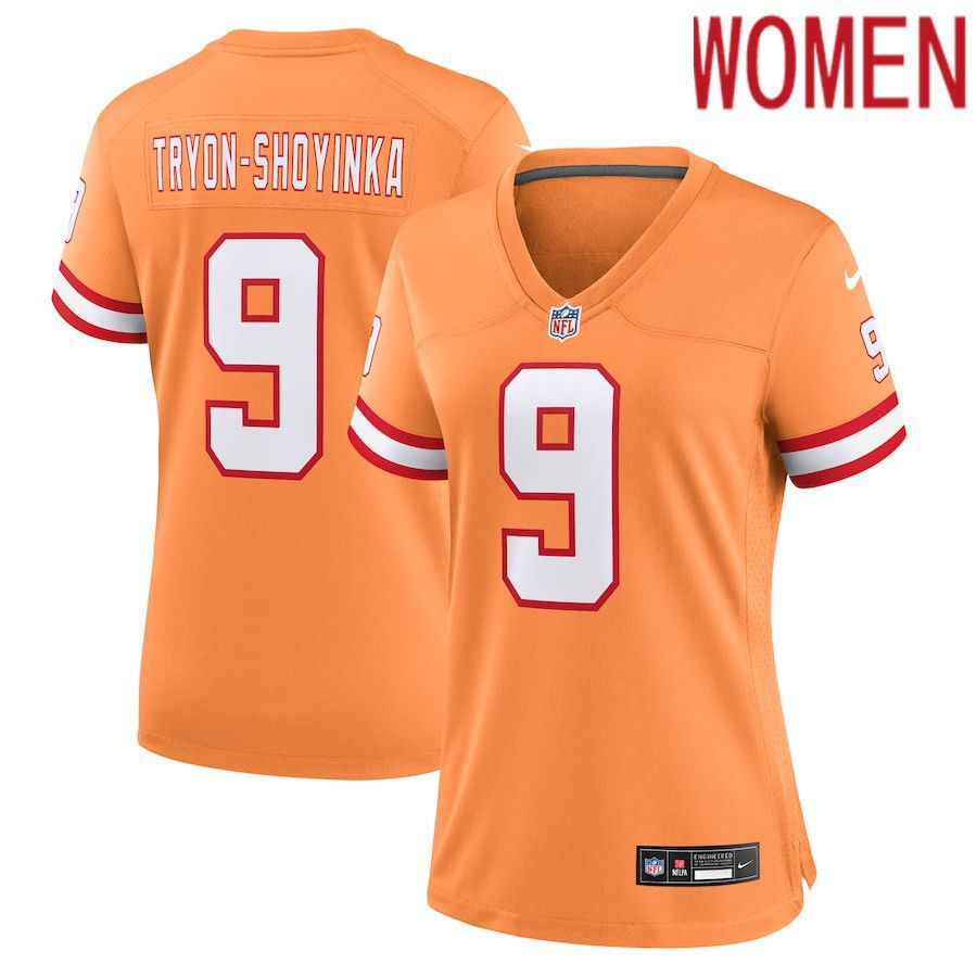Women Tampa Bay Buccaneers 9 Joe Tryon-Shoyinka Nike Orange Throwback Game NFL Jersey